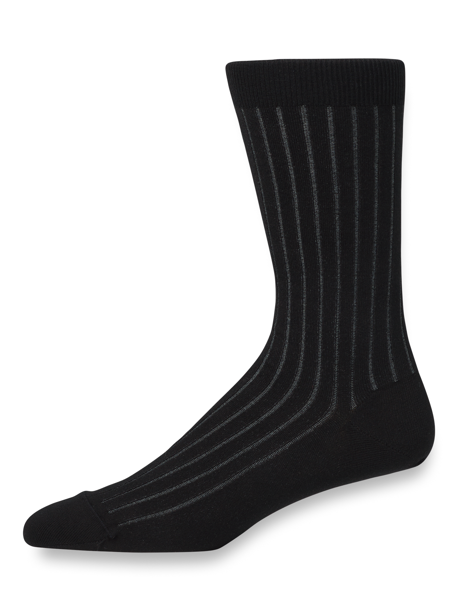 Solid Rib With Contrast Cotton Blend Sock - Black/grey