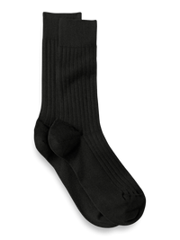 Solid Rib With Contrast Cotton Blend Sock - Black/grey