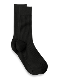 Solid Rib With Contrast Cotton Blend Sock - Black/grey