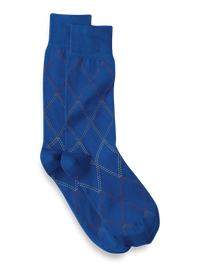 Windowpane Cotton Blend Sock - Blue Multi