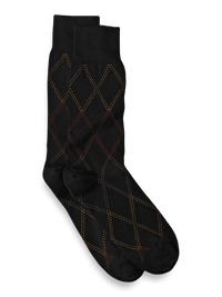 Windowpane Cotton Blend Sock - Black Multi