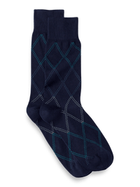 Windowpane Cotton Blend Sock - Navy Multi