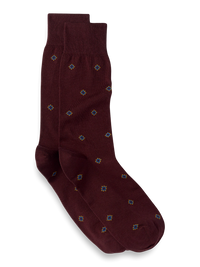 Medallion Cotton Blend Sock - Burgundy