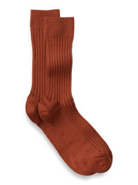 Solid Rib Cotton Blend Sock - Rust