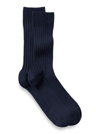 Solid Rib Cotton Blend Sock - Navy