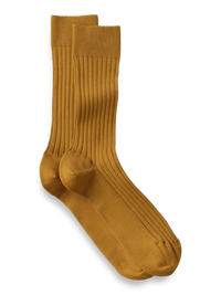 Solid Rib Cotton Blend Sock - Gold