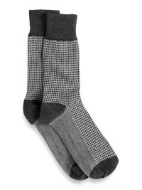 Houndstooth Cotton Blend Sock - Charcoal