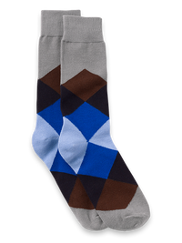 Argyle Cotton Blend Sock - Grey Multi