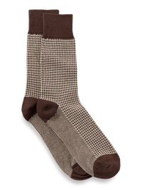 Houndstooth Cotton Blend Sock - Brown