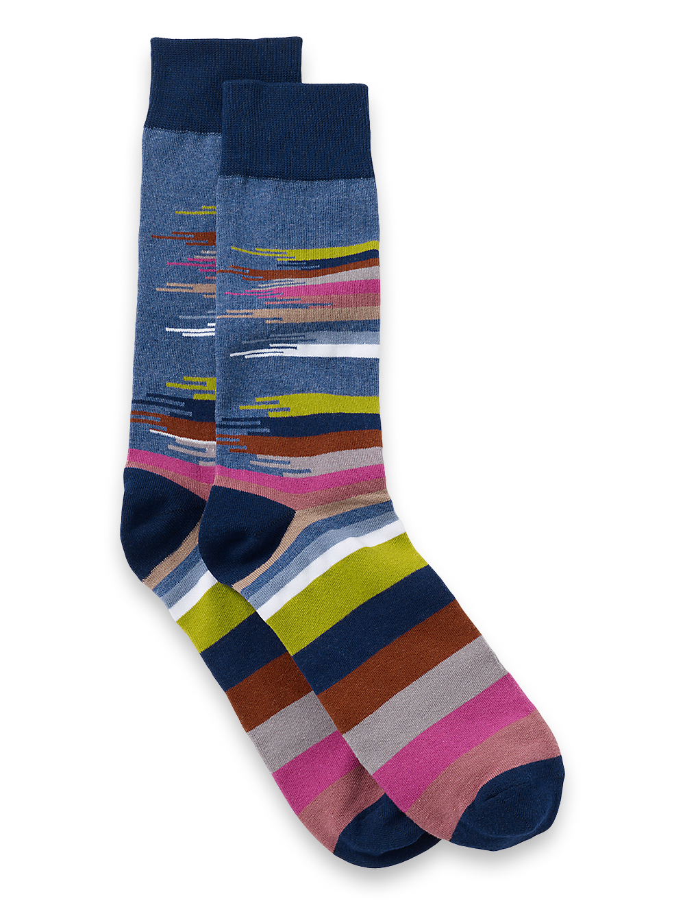 Product Image of Brush Strokes Cotton Blend Sock-Blue Multi