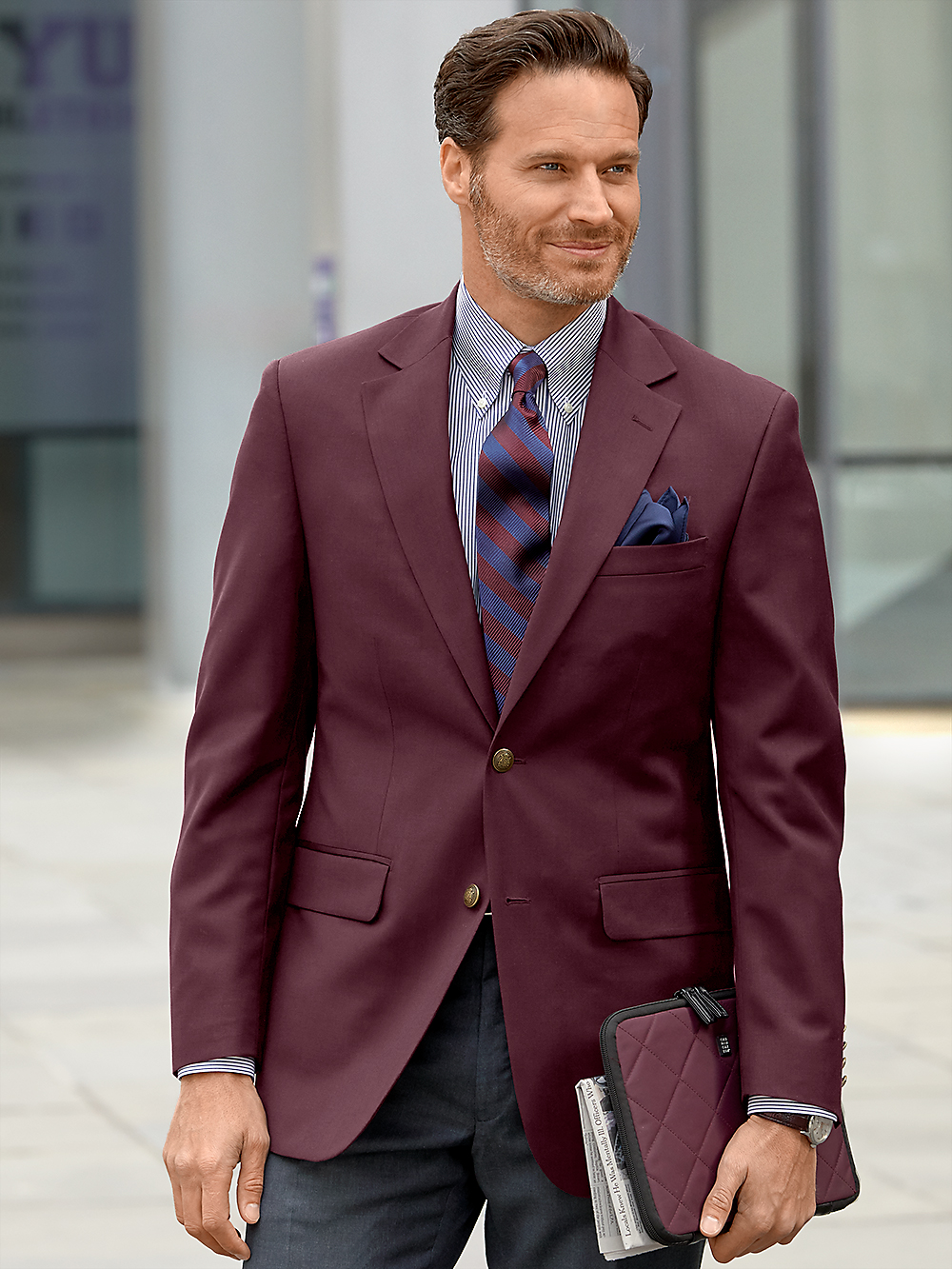 Product Image of Classic Fit Wool Travel Blazer-Deep Merlot