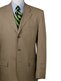 100% Wool Three-Button Travel Blazer - British Tan