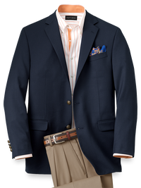 Tailored Fit Wool Travel Blazer - Navy