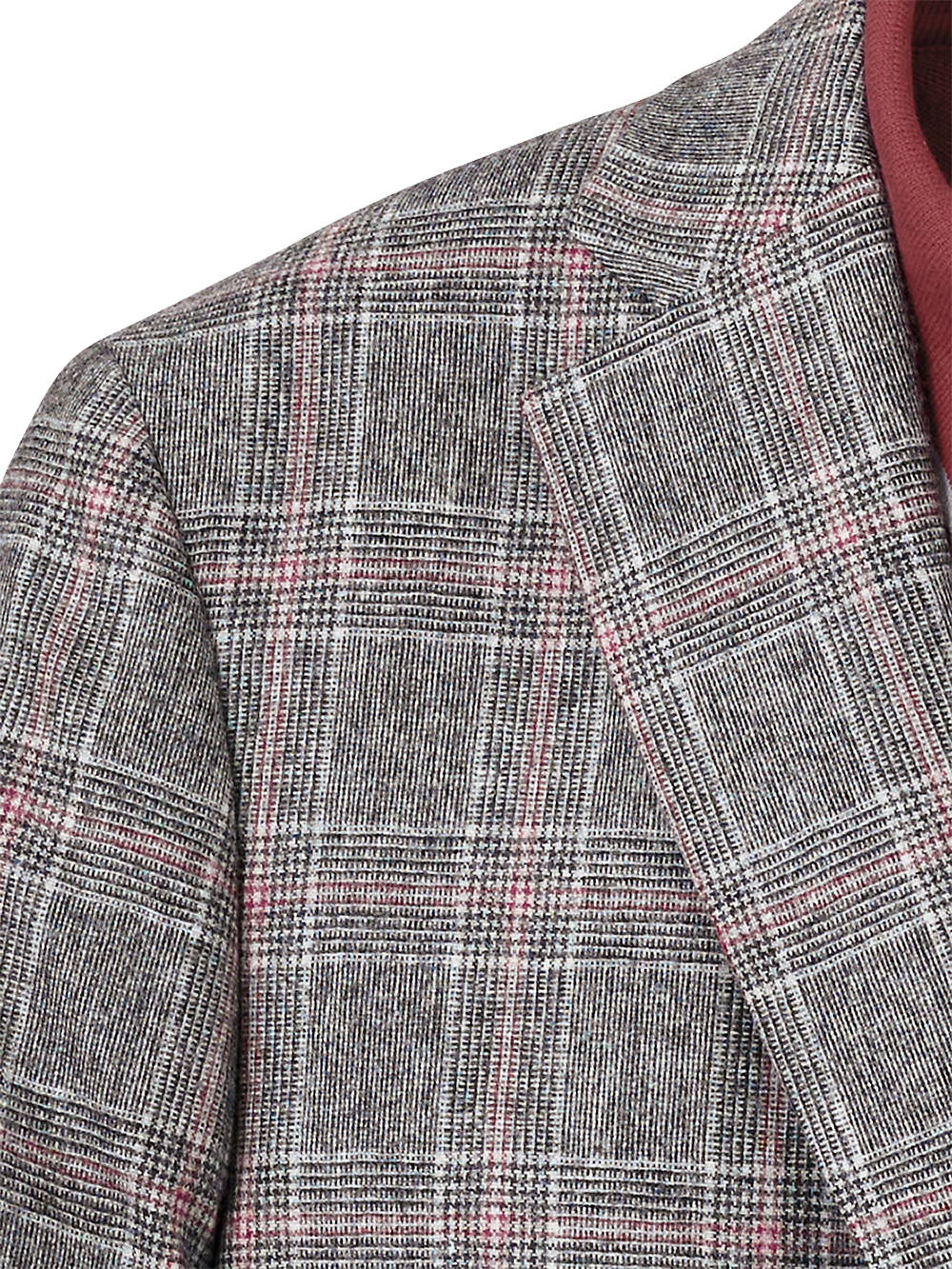 Alternate Image of Italian Wool Blend Plaid Single Breasted Notch Lapel Sport Coat-2