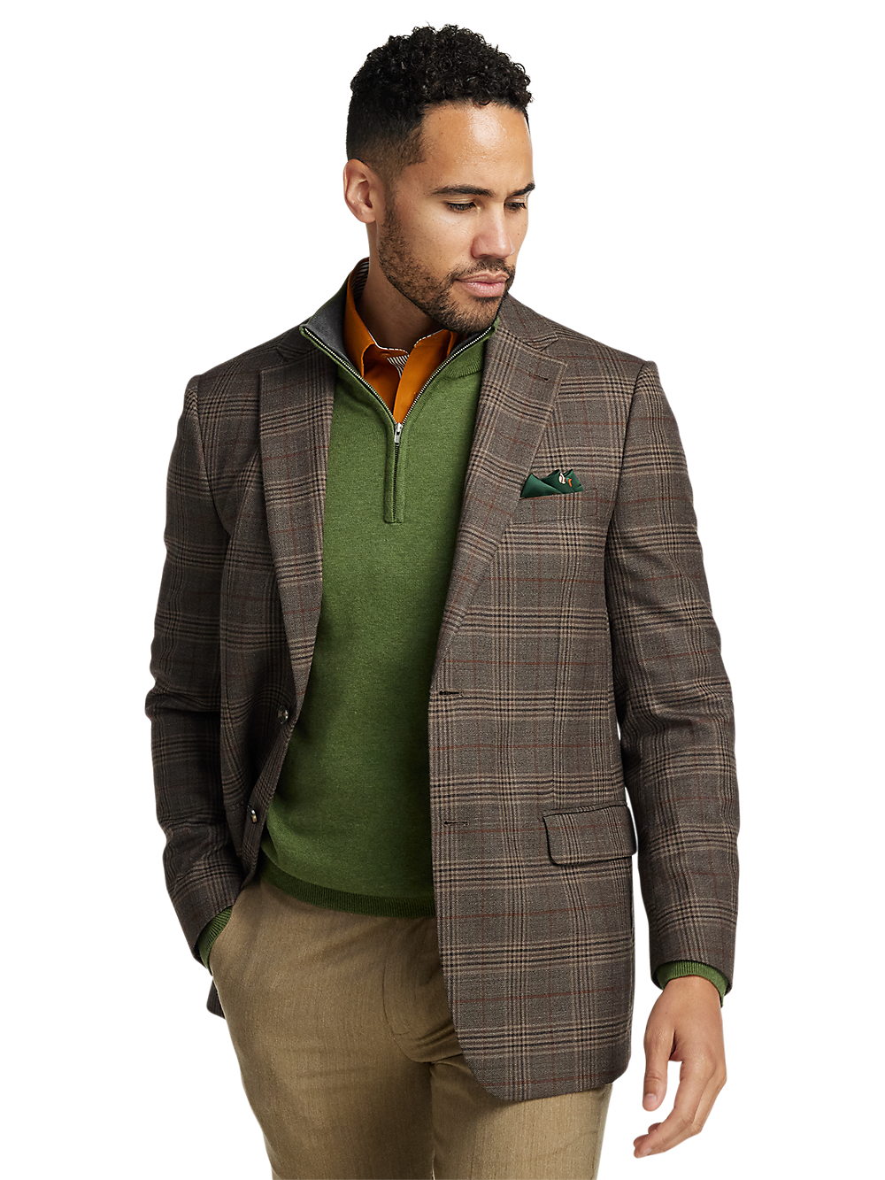 Alternate Image of Wool Plaid Single Breasted Notch Lapel Sport Coat-1