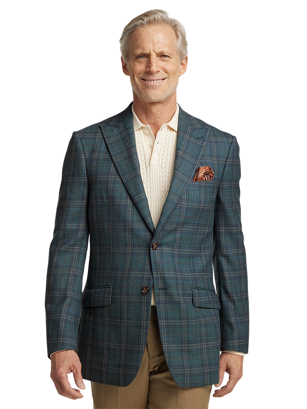 Alternate Image of Wool Plaid Single Breasted Peak Lapel Sport Coat-1