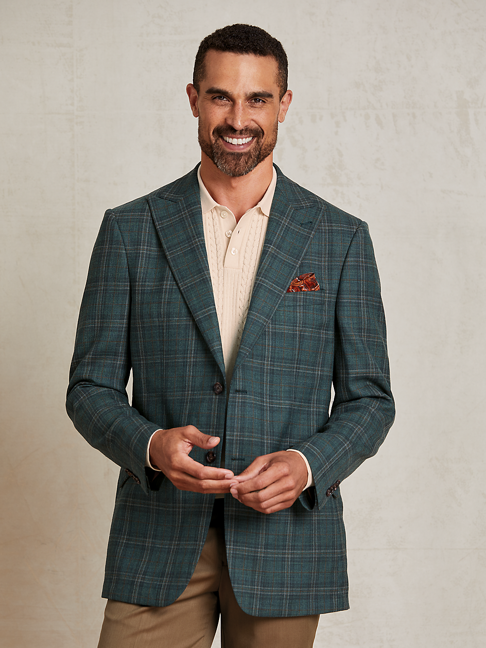 Alternate Image of Wool Plaid Single Breasted Peak Lapel Sport Coat-7