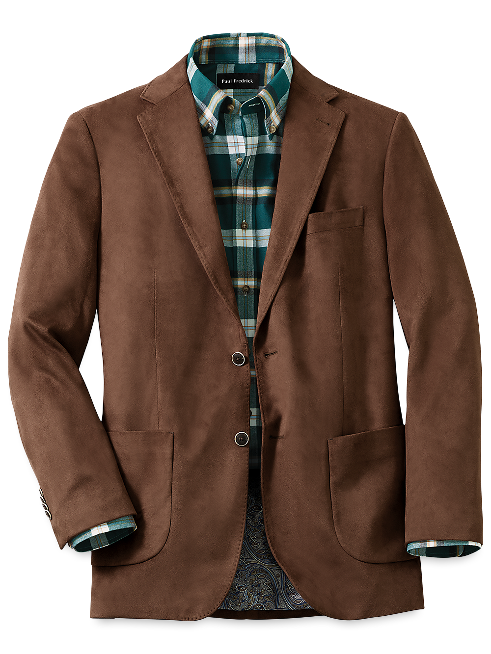 Product Image of Microsuede Solid Single Breasted Notch Lapel Sport Coat-Dark Brown