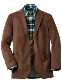 Microsuede Solid Single Breasted Notch Lapel Sport Coat - Dark Brown