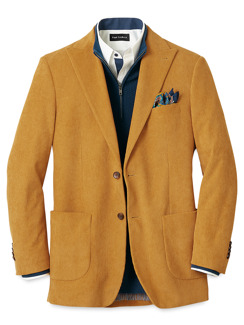 Product Image of Corduroy Microfiber Single Breasted Peak Lapel Sport Coat-Gold