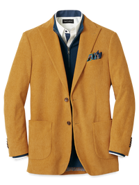 Corduroy Microfiber Single Breasted Peak Lapel Sport Coat - Gold