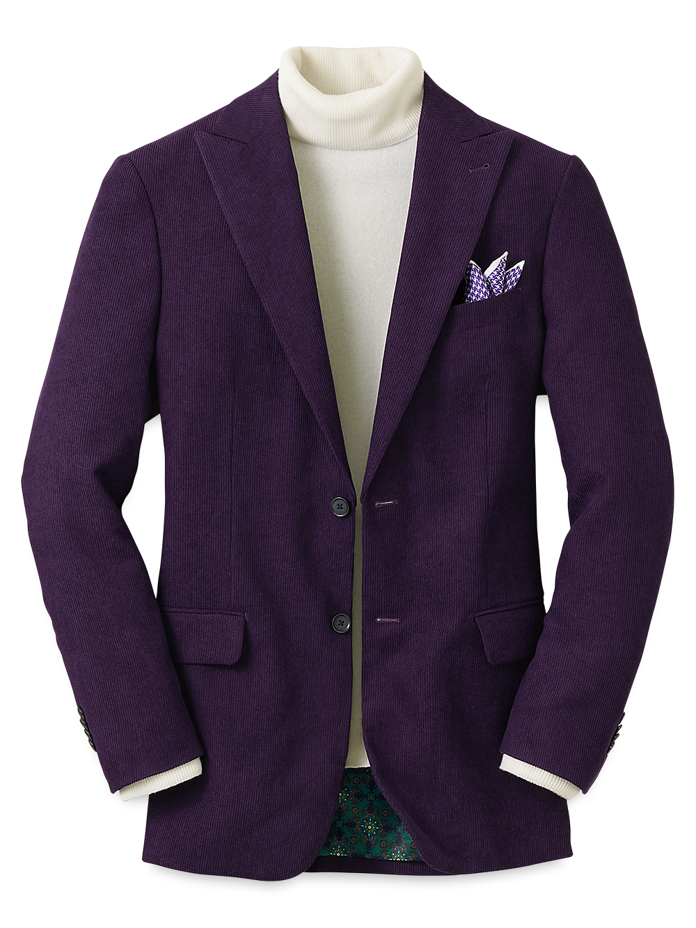 Product Image of Corduroy Microfiber Single Breasted Peak Lapel Sport Coat-Purple