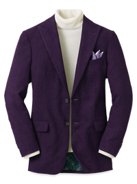 Corduroy Microfiber Single Breasted Peak Lapel Sport Coat - Purple