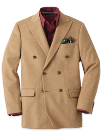 Camel Hair Double Breasted Peak Lapel Sport Coat - Camel