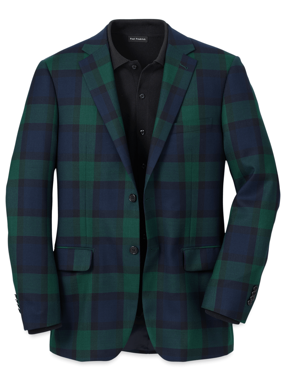 Product Image of Wool Plaid Single Breasted Notch Lapel Sport Coat-Blue/Green