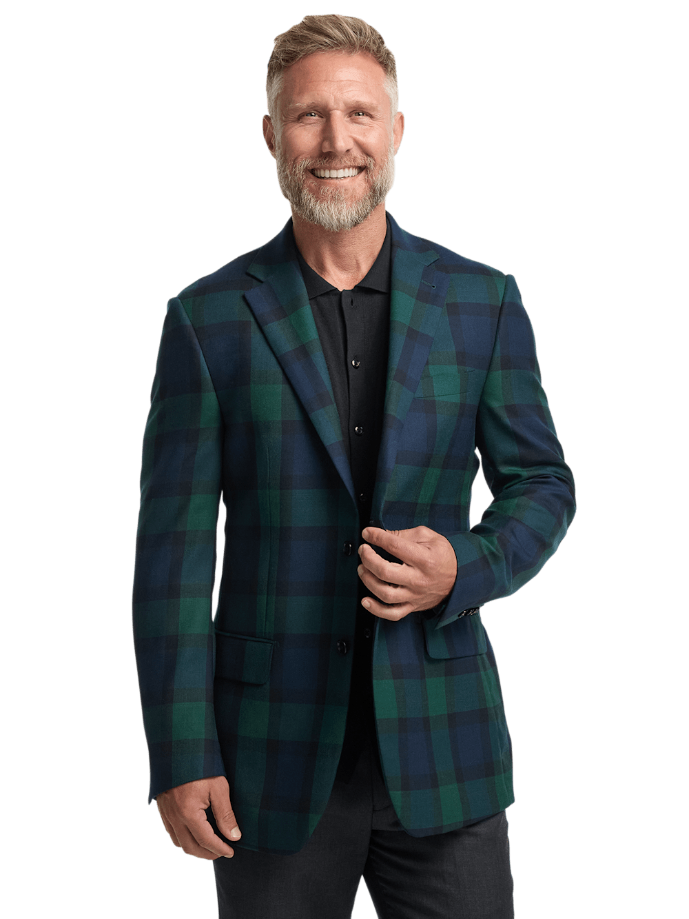 Alternate Image of Wool Plaid Single Breasted Notch Lapel Sport Coat-1