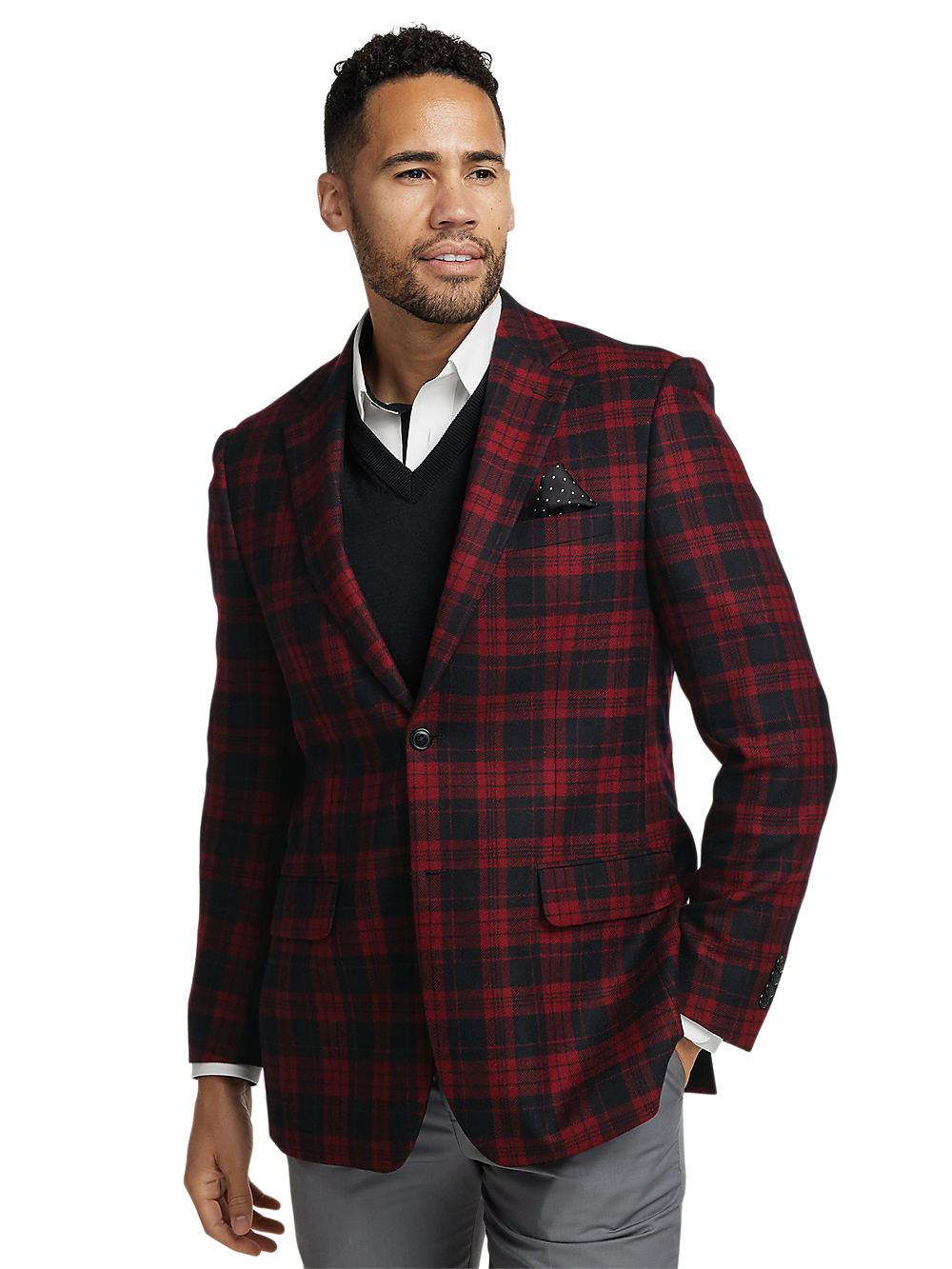 Alternate Image of Wool Plaid Single Breasted Notch Lapel Sport Coat-1