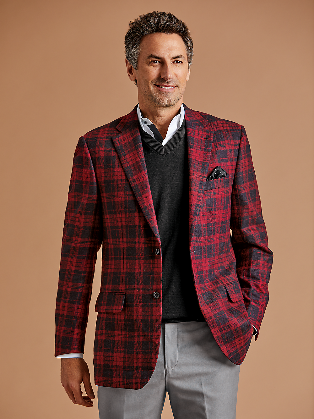 Alternate Image of Wool Plaid Single Breasted Notch Lapel Sport Coat-7