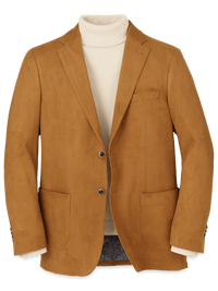 Microsuede Single Breasted Notch Lapel Sport Coat - Coffee