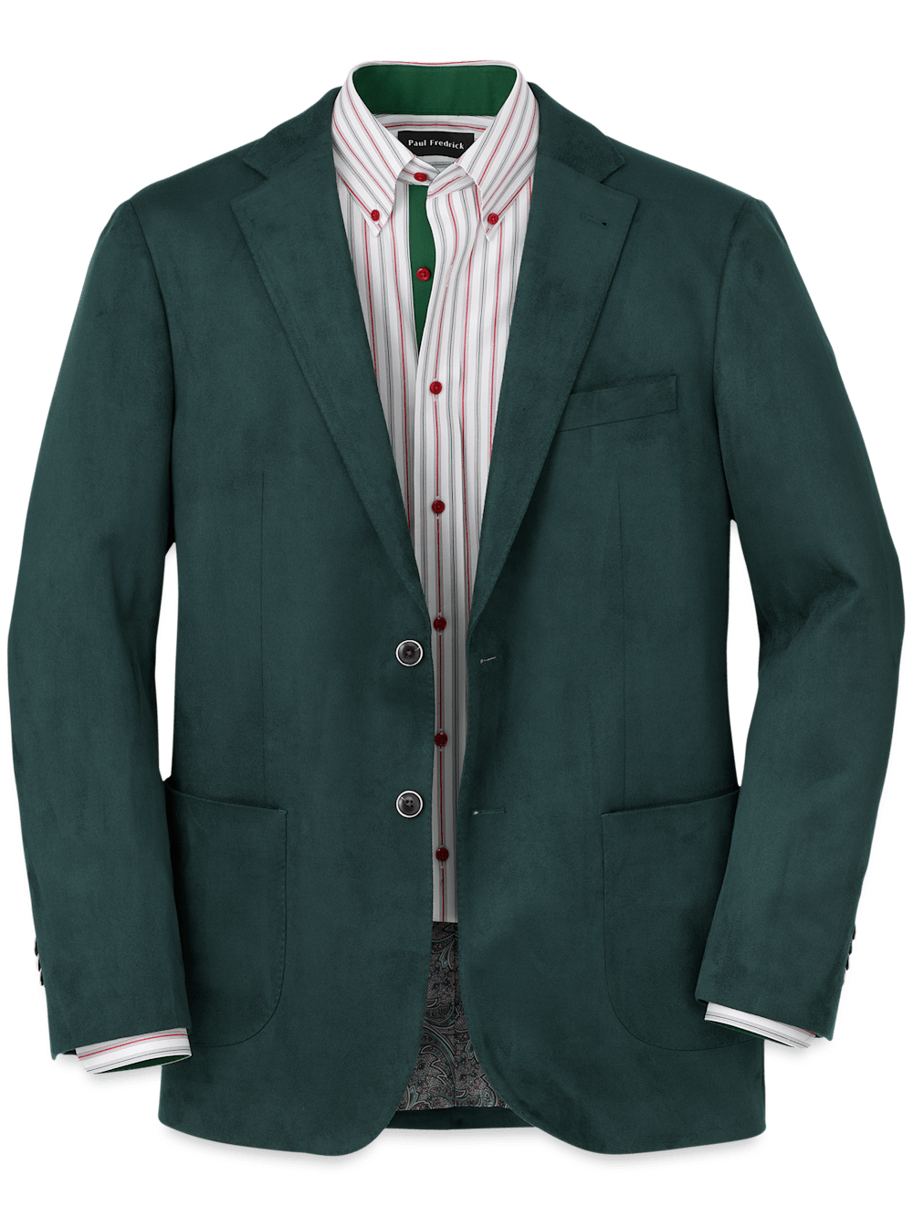 Product Image of Microsuede Single Breasted Notch Lapel Sport Coat-Dark Green