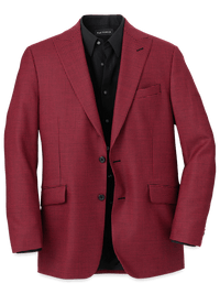 Wool Houndstooth Single Breasted Peak Lapel Sport Coat - Black/red