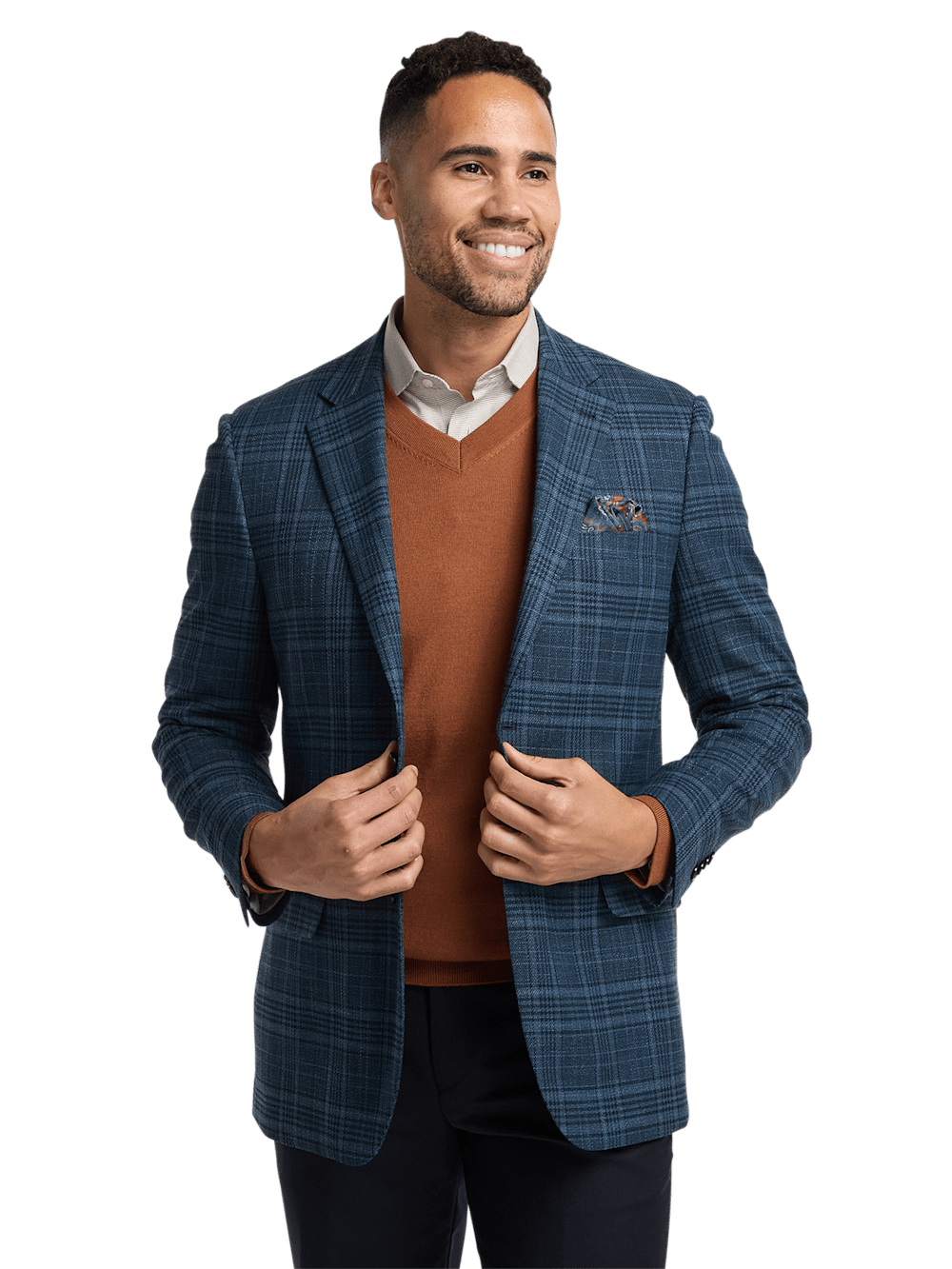 Alternate Image of Microfiber Plaid Single Breasted Notch Lapel Sport Coat-1