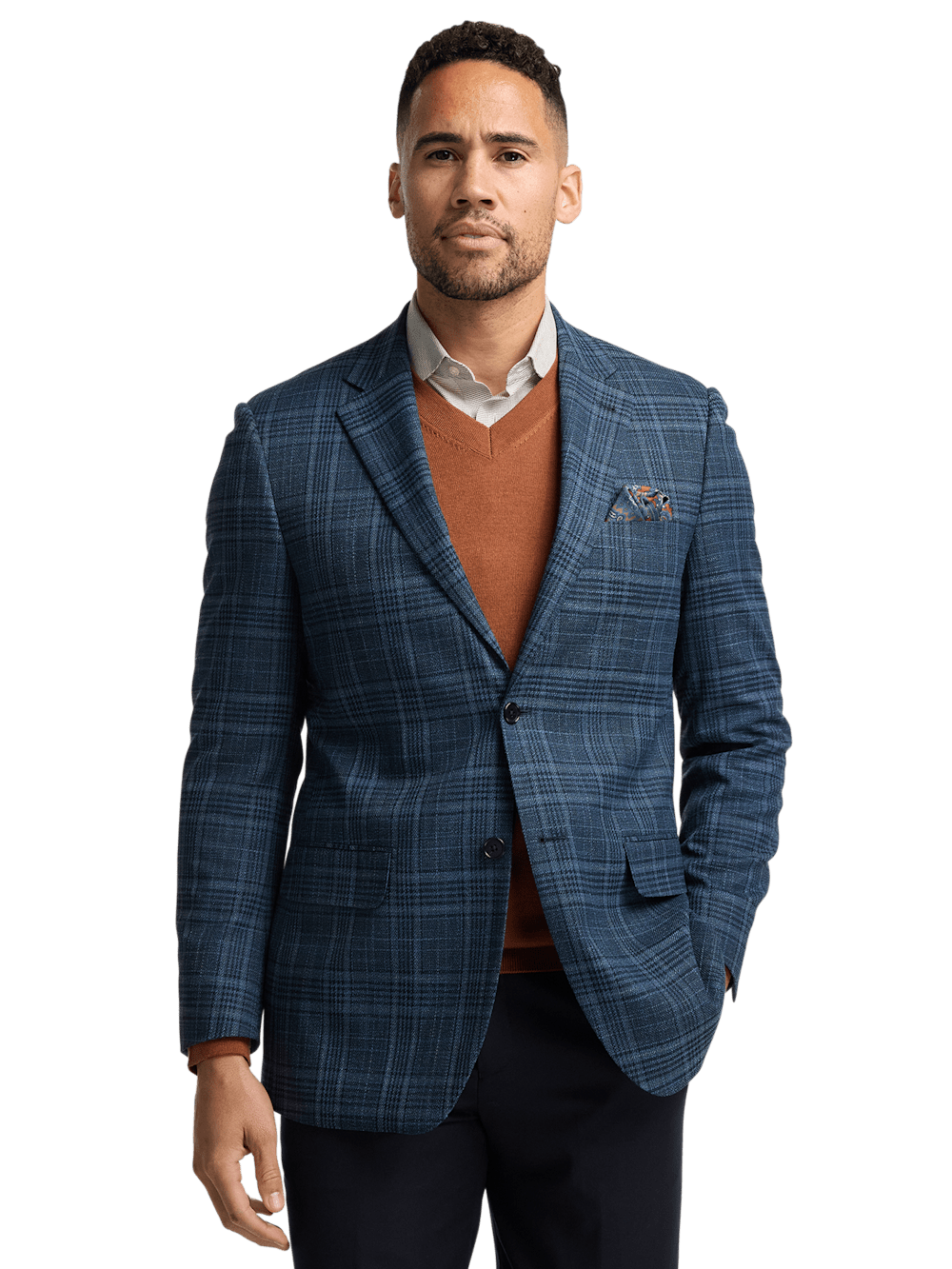 Alternate Image of Microfiber Plaid Single Breasted Notch Lapel Sport Coat-2