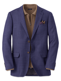 Wool Single Breasted Notch Lapel Sport Coat - Purple