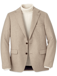 Cashmere Single Breasted Notch Lapel Sport Coat - Oatmeal