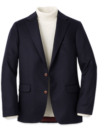 Cashmere Single Breasted Notch Lapel Sport Coat - Navy