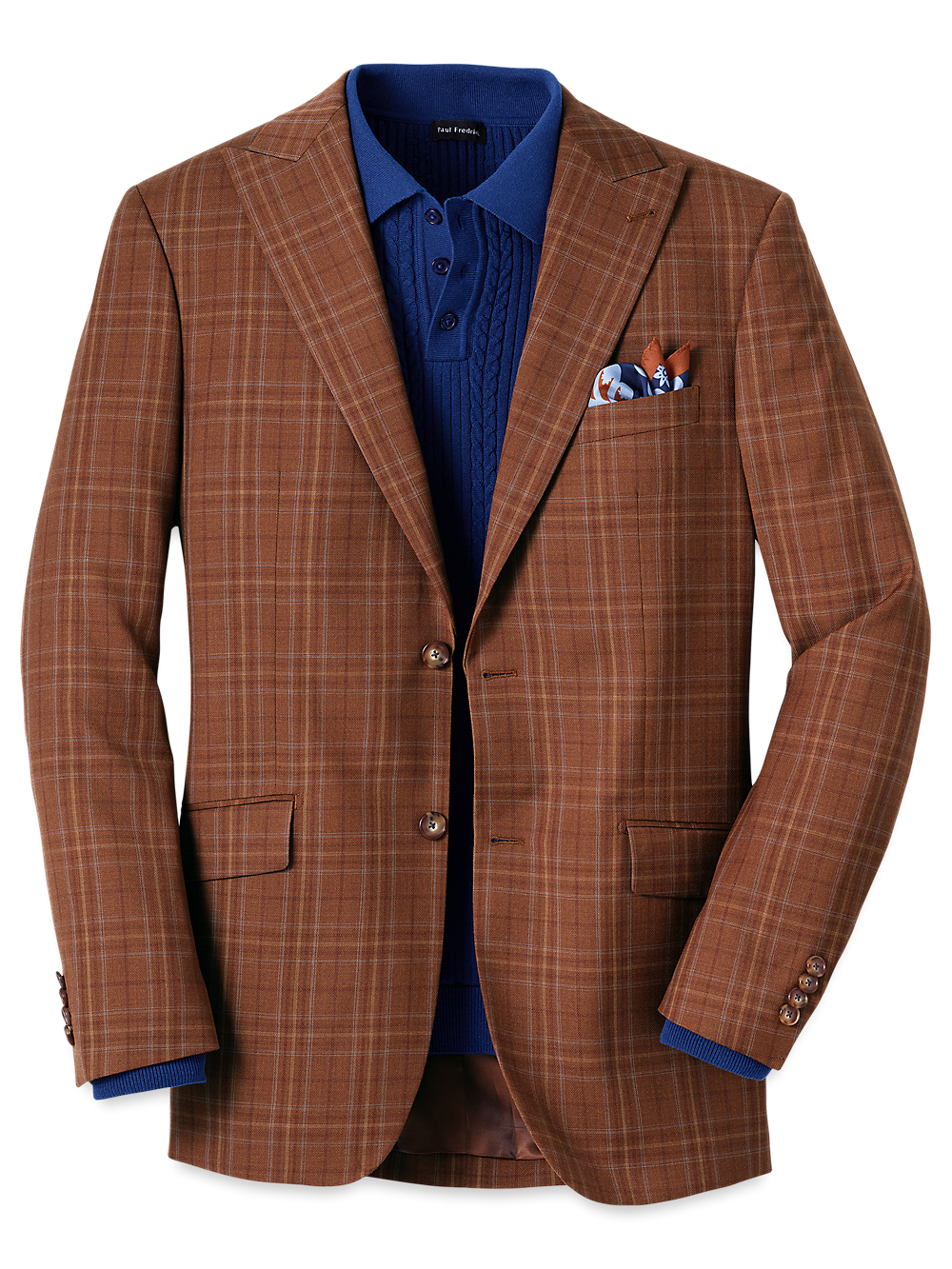 Product Image of Wool Plaid Single Breasted Peak Lapel Sport Coat-1