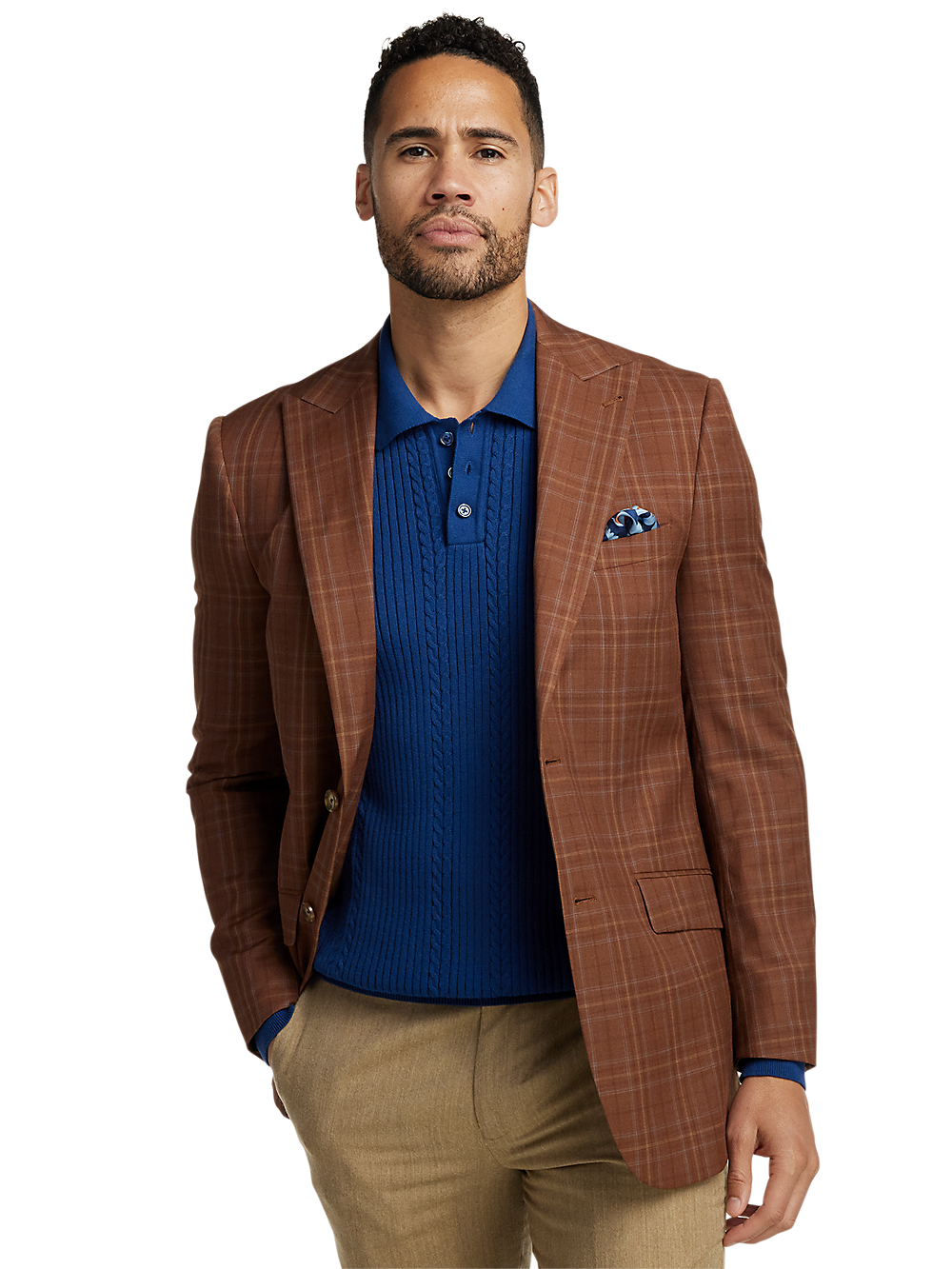 Alternate Image of Wool Plaid Single Breasted Peak Lapel Sport Coat-1