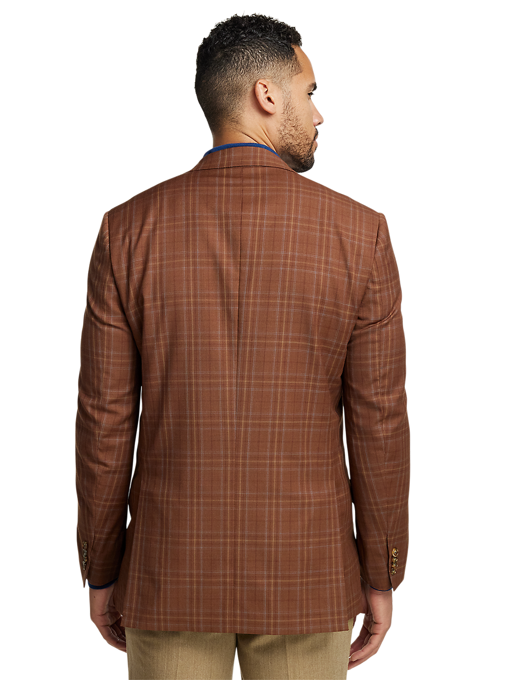 Alternate Image of Wool Plaid Single Breasted Peak Lapel Sport Coat-6