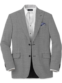 Wool Houndstooth Single Breasted Peak Lapel Sport Coat - Black/white