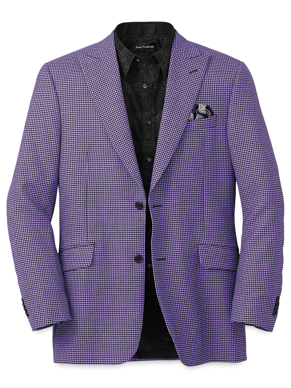 Product Image of Wool Houndstooth Single Breasted Peak Lapel Sport Coat-Purple