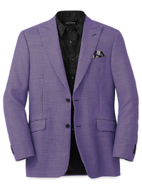 Wool Houndstooth Single Breasted Peak Lapel Sport Coat - Purple