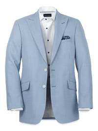 Wool Houndstooth Single Breasted Peak Lapel Sport Coat - Ocean Blue