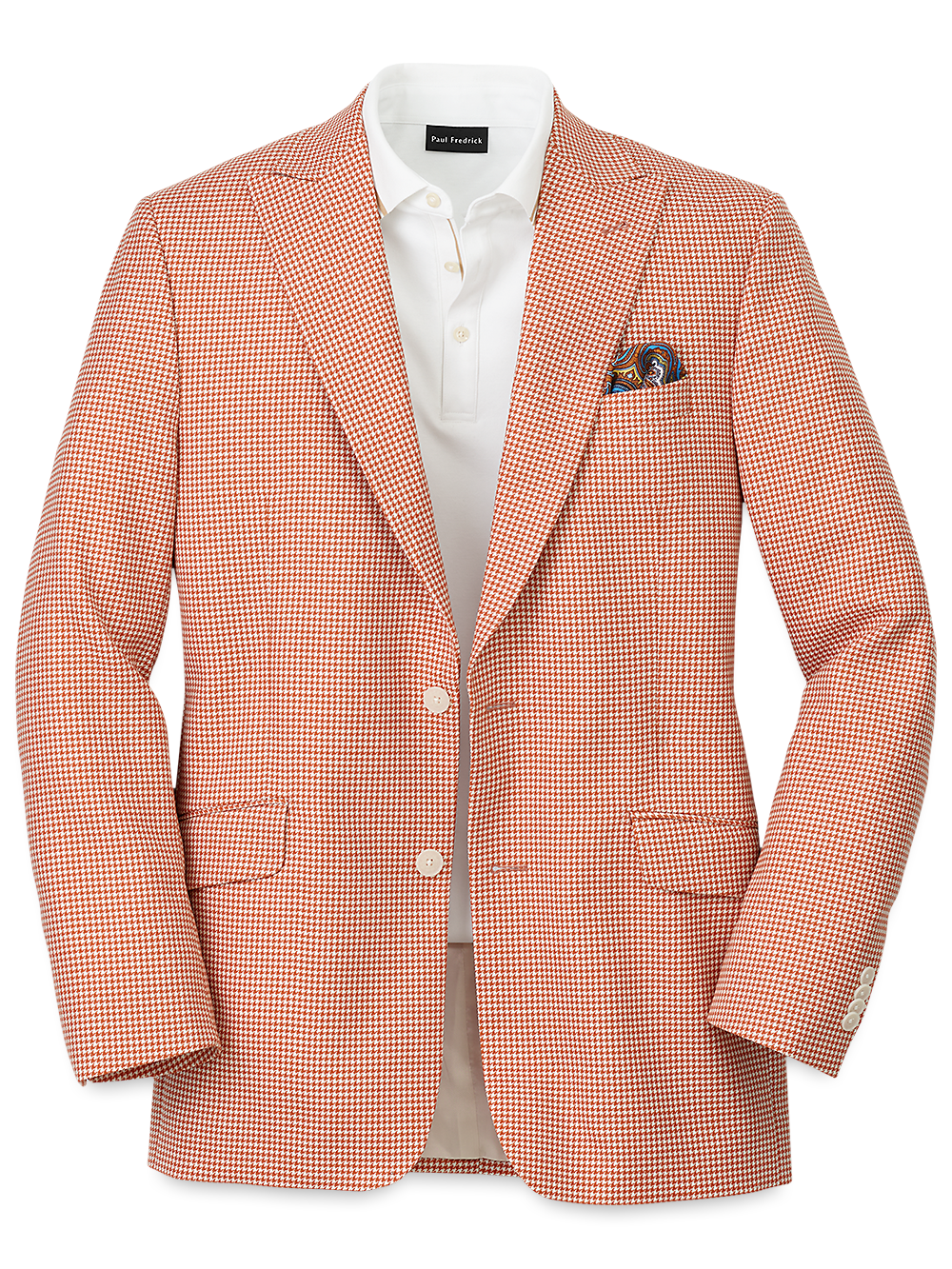 Product Image of Wool Houndstooth Single Breasted Peak Lapel Sport Coat-Melon