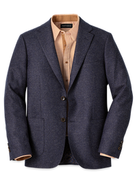 Wool Blend Donegal Single Breasted Notch Lapel Sport Coat - Navy