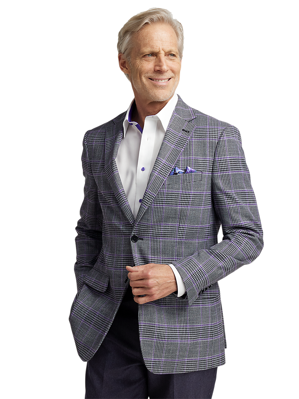 Alternate Image of Microfiber Windowpane Single Breasted Notch Lapel Sport Coat-1